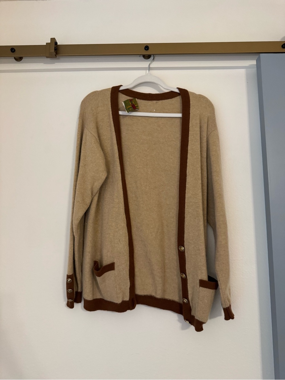 Vintage Made in Scotland Strathspey 100% Wool Blend Brown Cardigan - Picture 2 of 16